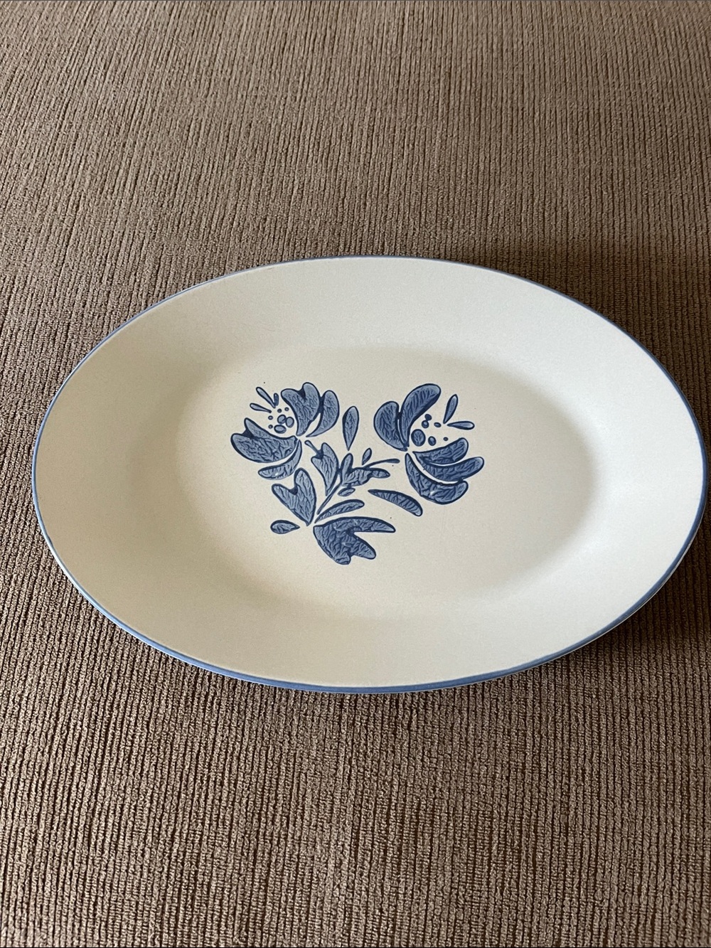 Pfaltzgraff Yorktown Cream and Blue Floral Oval Serving Platter - Home Dining